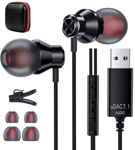 ACOCOBUY USB Computer Headphones Earphones with Mic 2.5M USB A Lightweight PC Headset Noise Cancelling Earbuds HiFi Stereo In-Ear Wired Earbuds ASUS Laptop for Dell Laptop for Surface Gaming Headset