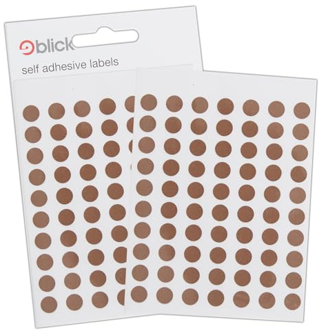 Blick Etiketten, braun, selbstklebende Aufkleber, Farbpunkt, Kreise, 8 mm, 490 Etiketten, für Zuhause, Büro, Familie, Schule, Urlaubskalender, Organisation, Planer, Belohnungstabelle, Farbcodierung
