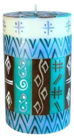 Nobunto Kerzen - Maji - Fair Trade Kunstkerze aus Südafrika - Handbemalte Geschenkkerze - Afrikanische Kerzensets - Bunte Stabkerzen - Weihnachten - Ostern (Einzelkerze 6,5x10cm)