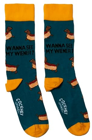 Cockney Spaniel Wanna See My Wiener Socken, Baumwolle, Marineblau, 1 Paar, navy, Einheitsgröße