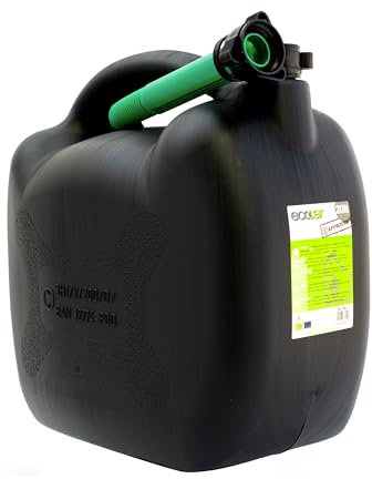 Ecocar - Tanica 20 litri per Carburante - in Plastica HDPE - con Travasore - per Benzina e Diesel - con Tappo di Sicurezza