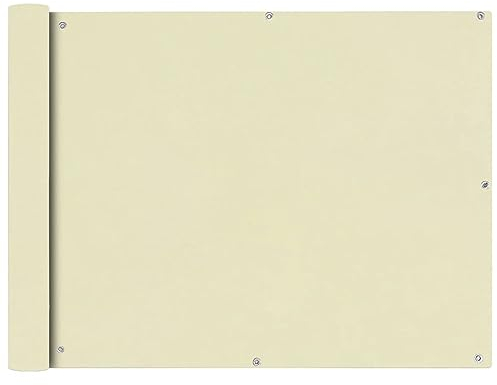 ARKEM Balkonsichtschutz Oxfordgewebe 90x400 cm Creme Balkon Sichtschutz Bespannung Terrasse Windschutz Sonnenschutz Balkonbespannung Balkonverkleidung