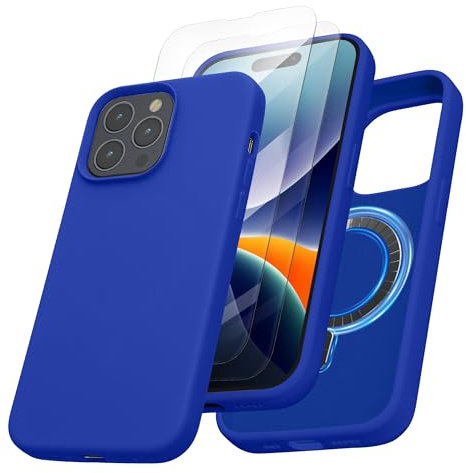 kalibri Case Compatible with Apple iPhone 14 Pro Max Case - Cover + Screen Protector Set Compatible with MagSafe - Baltic Blue