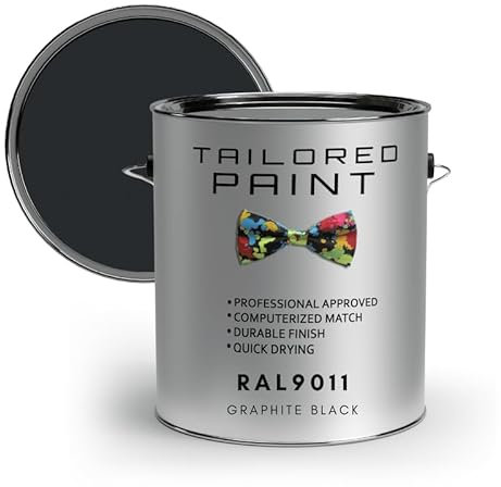 Tailored Paint Vernice su misura per porte e finestre in PVC 1K a pennello o spray su finitura lucida RAL9017, nero traffico, barattolo da 100 ml