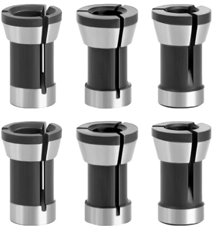 GIONAR Lot de 6 pinces de serrage polyvalentes de 6 mm, 6,35 mm, 8 mm pour défonceuses et meuleuses droites, outil de qualité supérieure pour une coupe et une coupe précises, pour une flexibilité et