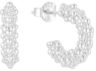 Brandlinger ® Ohrringe Silber 925. Statement Creolen mit kleinen Kugeln. Schmuck Damen vergoldet mit 18 Karat Gold für Frauen und Mädchen. Äußerer Durchmesser 16mm.