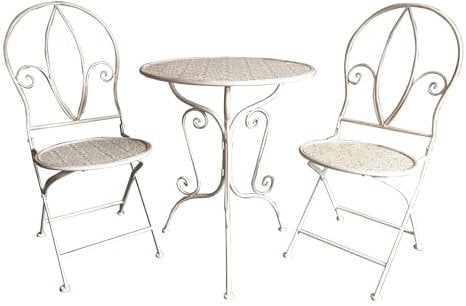 ASPECT French Style Metal Bistro Set,Avignon Bistro Set (Antique White)