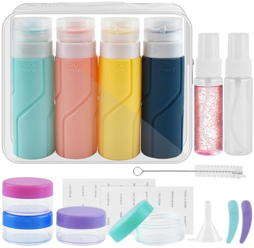 16 Kit Viaggio Liquidi Aereo Flaconi Contenitori da Viaggio 100 ml Boccette Bottigliette Set Bottiglie Mini Size Prodotti Porta Liquidi Bagno Shampoo Donna Flaconcini Travel Size in Silicone Bottles