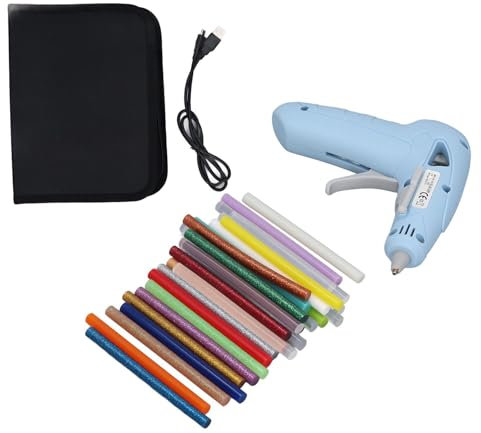 Glue Gun, Mini Hot Glue Gun,Hot Melt Glue Gun,USB Rechargeable Cordless Mini Hot Melt Gun with 30PCS Adhesive Bars Tool Bag and Silicone Pad,Hot Glue Guns for Crafts (Blue)