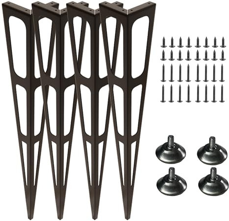 Jinharde Lot de 4 pieds de table en épingle à cheveux de 71,1 cm, capacité de charge de 362,9 kg, table basse vintage en métal robuste, table d'appoint, pieds de meubles