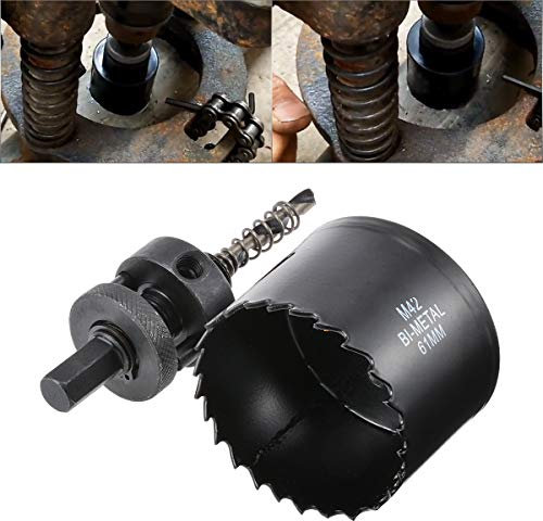 HOHXEN 61mm HSS Hole Saw, High Speed M42 Bi-Metal Wood Hole Dill Bit with Heavy Duty Arbor, Round Drill Cutter for Fiberboard, Wood, Plastic, Drywall, Thin Metal, Plasterboard, Copper - Black