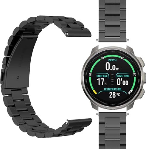 GIOPUEY Armband Kompatibel mit SUUNTO Ocean, Rostfreier Stahl Armband [Verschleißfest] [Stilvoll] Ersatzarmband - Black