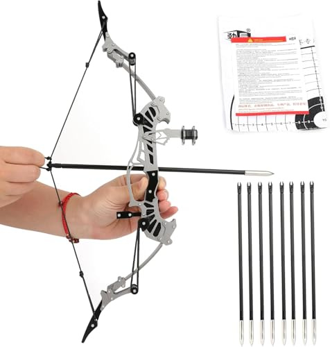 Poearcus Bogenschießen Erwachsene Tasche Compound Recurve Bogen Mini Compound Bogen und Pfeile Set Kleiner Jagdbogen mit Pfeil Anzug für Schießen Ziel Praxis