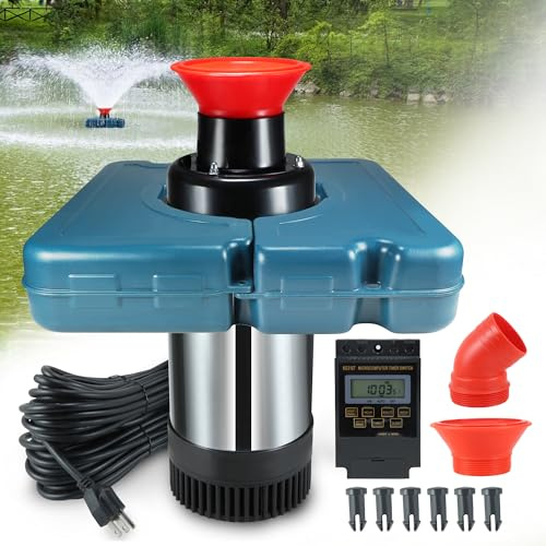 Goldlife - Teichbelüfter, F2-2, 1 HP, 750 W 110 V, Schwimmbrunnen aus Edelstahl mit 100 Fuß Netzkabel, Wasserfallpumpe für kleine und große Teiche,