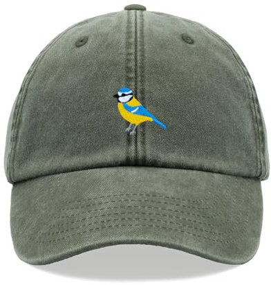Blue Tit Baseballkappe, Vintage, gewaschen, Unisex, Vogel