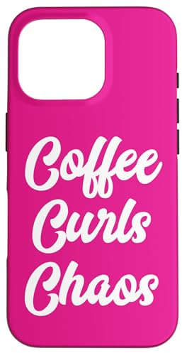 Hülle für iPhone 16 Pro Coffee Curls Chaos Lustiges Drama mit lockigem Haar und großem Lockenschopf