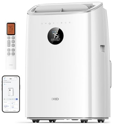 DREO 8000 BTU Mobiles Klimagerät (3-in-1 Kühlen/Ventilieren/Entfeuchten), leise für Schlafzimmer/Büro, Steuerung per App/Sprachbefehl/Fernbedienung, drainagefrei, Fenster-Set, 2,5 L/h, AC319S