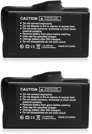 2Pcs 5200mAh 7.4V Rechargeable Lithium Polymer Battery, Polymer Lithium Ion Batteries for Heated Clothes, UL FCC Certification, Black