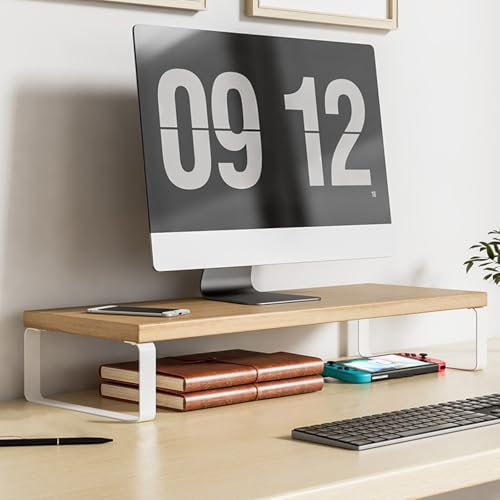 Onxyrbyte Rehausseur Ecran, Support D'écran Pc Bureau, RéHausseur D'éCran en Bois, Support De Moniteur D'Ordinateur Ergonomique, Pour Ordinateur Portable, Imprimantes