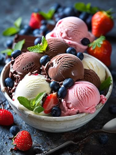 Peinture par Numero Crème glacée, Peinture Numero Adulte Kit de Peinture à l'huile sur Toile Bricolage, Pour Enfant Débutants Peinture Loisir Creatif Idéal Comme Cadeau Noël ou Décor 50x70cm L-32