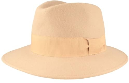 Breiter Damen Filzhut Wollhut Knautschbarer Traveller Damen-Hut aus 100% Wolle Beige L