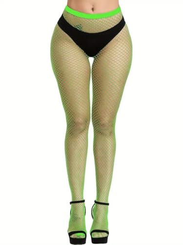 Boolavard Fishnet Stockings, High Waist Tights for Women, Sparkle Rhinestone Fishnets Party, Fish Net Tights Ladies Plus Size One Size Fit All (UK, Alpha, One Size, Regular, Regular, Grass Green)