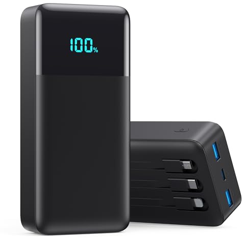 Portable Charger 50800mAh Power Bank with 3 Built in Cables,25W PD QC4.0 Fast Charging USB C Battery Pack,6 Outputs 2 Inputs Travel Essentials Portable Phone Charger for iPhone 17/16/15,Google,Android