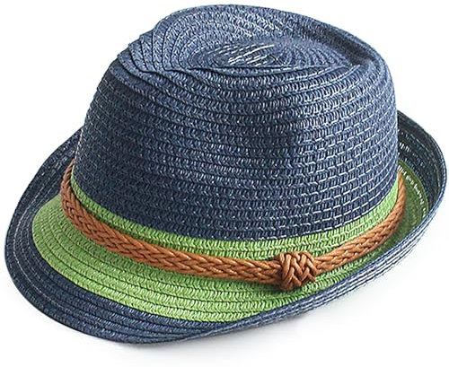 MESU Enfant Chapeau de Paille D'été pour Garçon Bleu