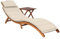 Willood Tumbona de Jardín con Mesa y Cojín Silla Asiento Patio Terraza Balcón Exterior Piscina Playa Cama Plegable Ajustable Madera Maciza de Acacia Crema