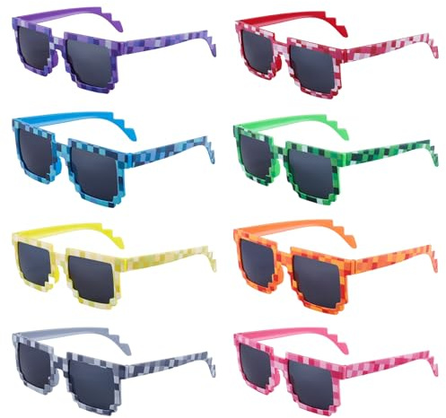JazRvr Geburtstagsdeko, 8 Stück Lustige Mosaik Brillen, Spaßbrille Accessoires Für Kindergeburtstag, Themenpartys, Konzerte Und Festivals, 8 Farben Inklusive Rot, Blau, Grün, Lila