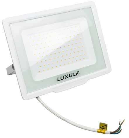 LUXULA LED Strahler Außen 100W 10000lm, 4000K Neutralweiß, IP65, Weiß | IP65 wasserdicht, Fluter, Scheinwerfer, LED Außenbeleuchtung für Garten, Einfahrt, Garage und Terrasse, Gehäuse Weiß