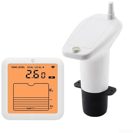 FUBESK Digital Water Level Monitor With Backlight Display Tank Gauge Meter Level Sensor 100M Range For Water Storage Tank