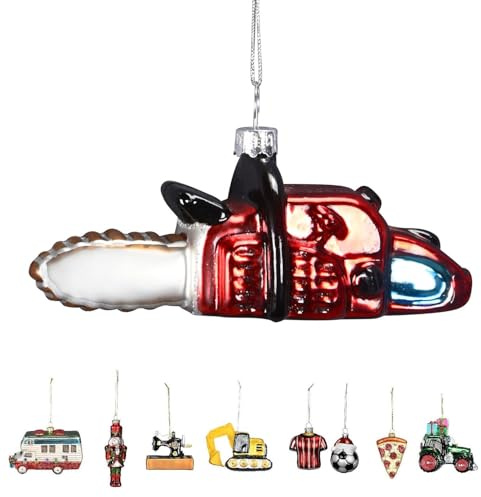 NETPROSHOP Weihnachtsbaumanhänger Weihnachtsdeko Weihnachtsschmuck 1 Stück Höhe 8-10 cm, Farbe:Kettensaege