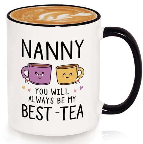 GoMelley Nanny Gifts, Birthday Gifts for Nanny Mug, Best-Tea | Best Nana Birthday Gifts from Grandchildren, Christmas, Mothers Day Presents for Nan