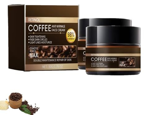 Koffein Gesichtscreme,Kaffeeöl Gegen Falten,Retinol Creme Gesicht,Hydrating Retinol Caffeine Anti Wrinkle Cream,Kaffeeöl Creme Gegen Falten,Die Haut Tief Reparieren und das Altern verzögern (2PC, 50G)