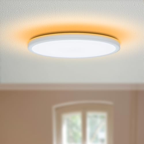 LED ATOMANT Runde LED-Deckenleuchte 24W, CCT 3000–6500K, Bluetooth-Steuerung per App und Fernbedienung, dimmbares Licht in Warmweiß, Kaltweiß und Neutralweiß