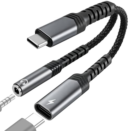 Lullu Adattatore per Cuffie USB C Jack 3.5 mm, PD 60W Ricarica a Hi-Res Aux