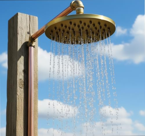 Rustic 8 Inch Brass Shower Heads - Indoor/Outdoor Use