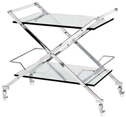 Casa Padrino Luxus Bar Trolley Servierwagen Edelstahl/Glas 77x48 x H. 76 cm - Luxus Hotel & Restaurant Einrichtung Möbel