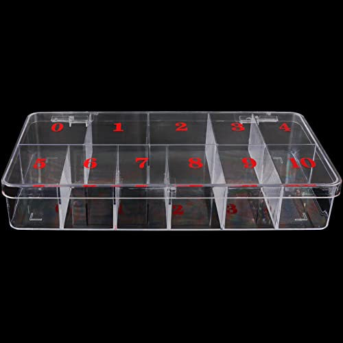 Beauticom USA Small Empty 11 Space Nail Art Tip Storage Organizer Box Case Large - Clear Color - For False Nail Tips, Vitamins, Accessories, 11 sections