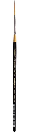 KINGART Premium Original Gold 9050-1 SCRIPT LINER Series Artist Brush, Golden Taklon Synthetic Hair, Short Handle, for Acrylic, Watercolor, Oil and Gouache Painting, Size 1