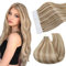 Ugeat Ugeat Extensions Tape Echthaar Blond Haar Extensions Echthaar 35cm Goldbraun mit Platinblond Invisible Tape Extensions Echthaar Remy Tape Extensions 20 Stück 40g #10/613