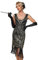 VILOREE 1920 Pailletten verschönert Quasten Falten Flapper Damen Mini Kleid Party Gastby Motto Gold Schwarz M