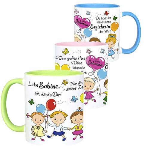 MissRompy Erzieherin Abschied (824) Tasse mit Name Erzieher Tasse Namentasse Abschiedsgeschenk