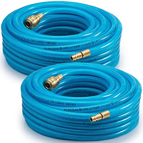 2x DEUBA® Druckluftschlauch 15m PVC Schnellkupplung 15 bar 1/4' Anschluss Ø Innen 6mm Außen 13mm Gewebeschlauch Kompressor