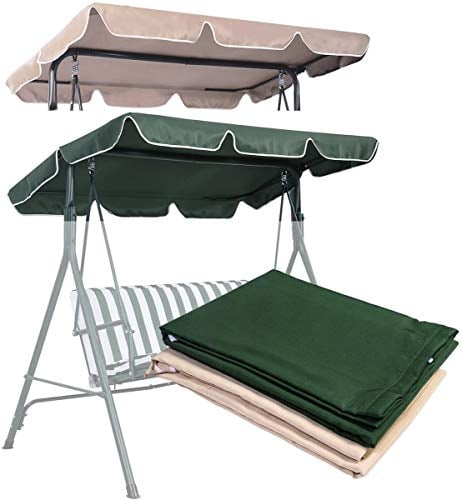 GOPLUS Sonnendach für Hollywoodschaukel, Ersatzdach Universal, Erastzbezug Dachbezug, Dachplane Wasserabweisend und UV-Schutz, Größen (168 x 114 cm, Beige)