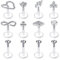 Crdifu 12stk Bioflex Lippenpiercing Labret Stecker Set Flexibel Kunststoff 6/8/10mm Lippe Helix Piercing Retainers