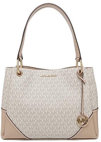 Michael Kors Women's Nicole Large Shoulder Bag Tote Purse Handbag (Vanilla Multi)