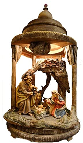 ChoralisWoodArt Weihnachtskrippe Holzlaterne, Natur, 15 cm
