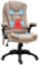 Vinsetto Fauteuil de Bureau massant et Chauffant, Chaise de Bureau, Chaise Ergonomique avec Hauteur réglable, Dossier inclinable et télécommande Filaire, pivotant à 360° Tissu en Polyester Beige